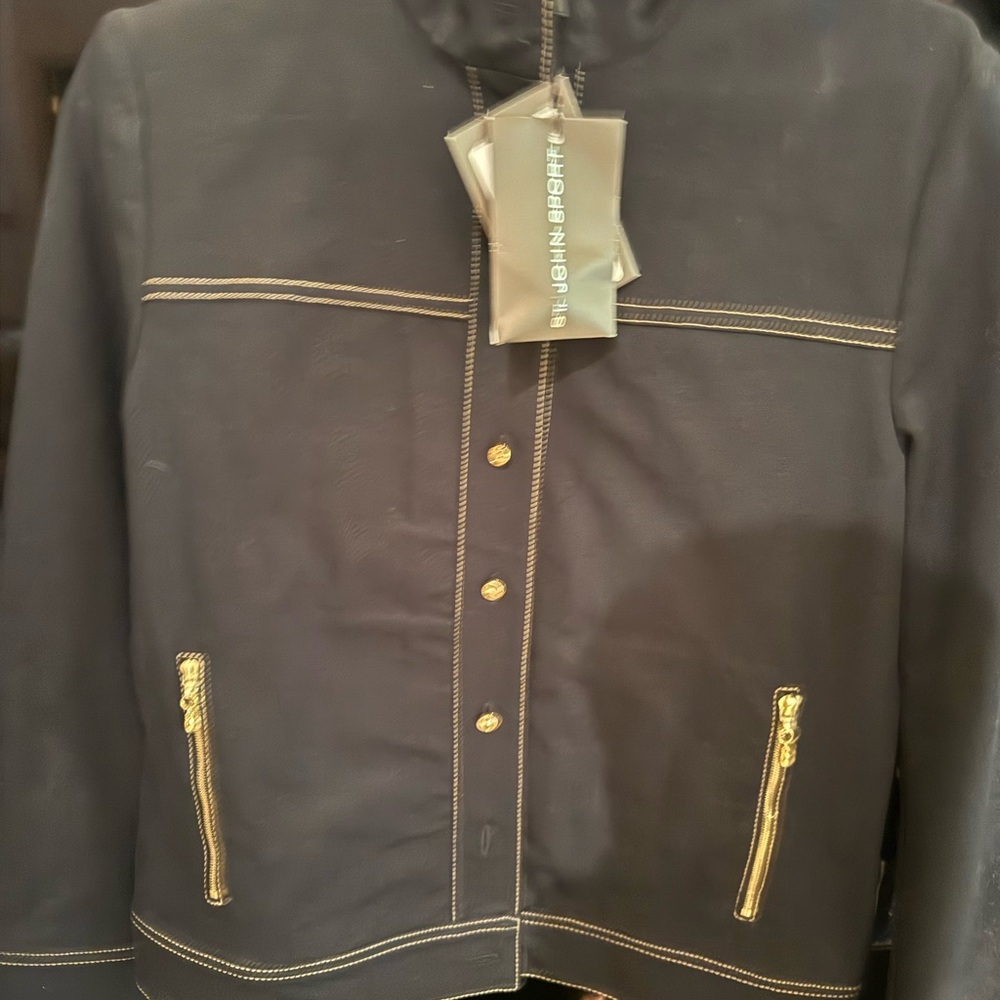Gold Accented Black Lightweight Shirt Jacket